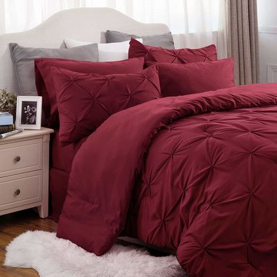 Queen Size Solid Pinch Pleat Pintuck 3-teiliges Decke mit Diamant Stickerei