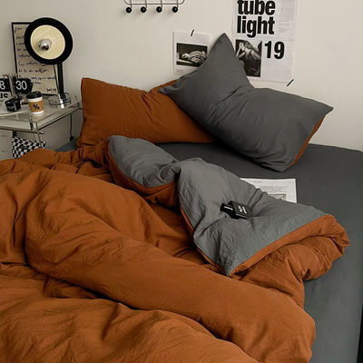Hochzeitsbettwäsche Art Hochzeitsbettwäsche Vierteils-Kit Feste Farbe Wasch-Baumwoll-Abdeckung 4 Stück