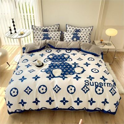Grid Twin Size Bettdecke Bettwäsche Bettwäsche Set 4-in-1 Bürste Baumwolle Einweg