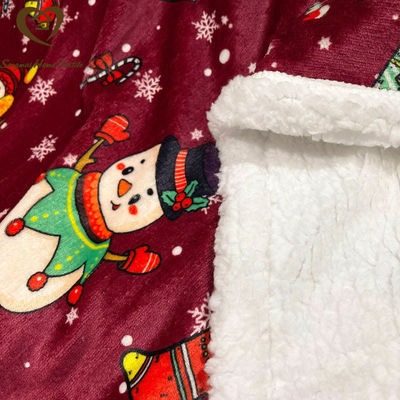 Rechteckige Doppelschicht Doppelseitige Decke für Weihnachten kundenspezifisch Frohe Weihnachten