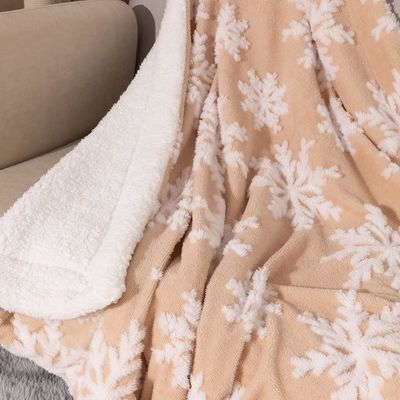 Doppelschicht dick gedruckte Decke Weihnachtsstil Korallenfleece Werfen Sherpa Plush Decke
