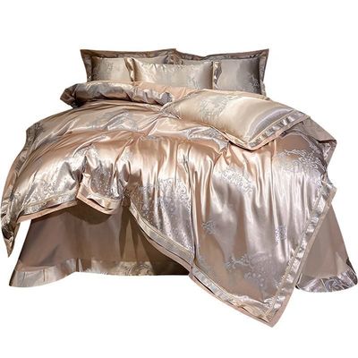 Hochzeit Jacquard Druck Luxus King Size Seiden Satin Bett Set für nachhaltigen Komfort