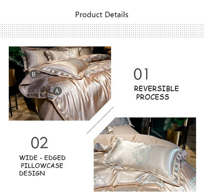 Hochzeit Jacquard Druck Luxus King Size Seiden Satin Bett Set für nachhaltigen Komfort