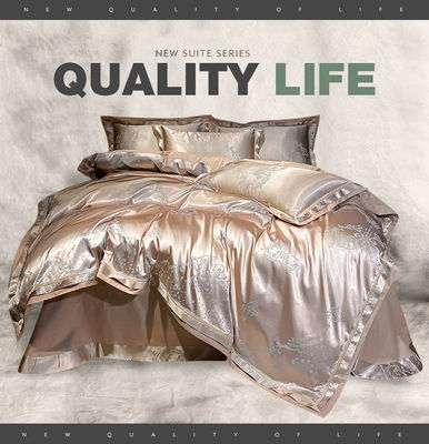 Hochzeit Jacquard Druck Luxus King Size Seiden Satin Bett Set für nachhaltigen Komfort