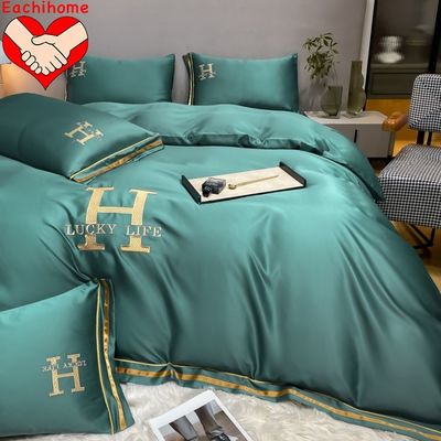 Gekonzipierte HOT SEAL H Broderierte gewaschene Seide Vier Stück Bettwäsche Set für die ganze Saison