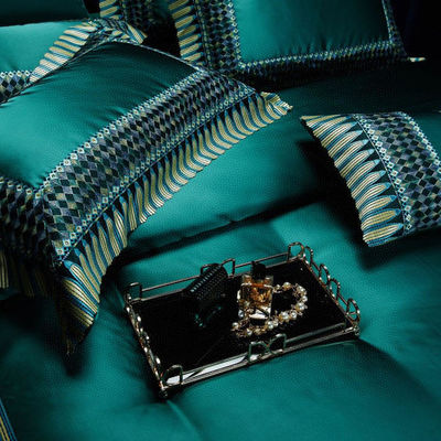 Leicht Luxus Grün Silk Baumwolle Quilt Cover Spitze Comforter Set Exquisite Handwerk