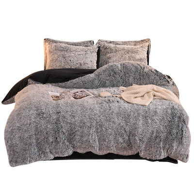 Regenbogen Farbe Falsches Pelz Samt Flauschig Plüssig Weiches Bettwäsche Set 4 Stück perfekt für Zuhause