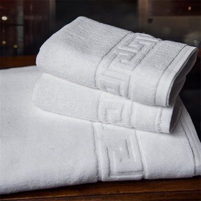 Comfort Hotel Luxus Jacquard Weiß Badetücher Set 100% Baumwolle Großes Strandhandtuch für OEM