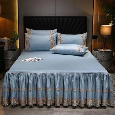 Schlafzimmer mit Stil und Komfort durch Bettröcke aus Polyester-Baumwollstoff