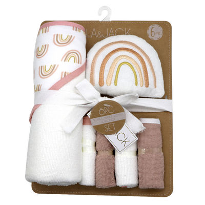 Home Baby Bad Set 6 Stück mit weichen Kapuze Handtuch Schwamm und Waschtuch enthalten
