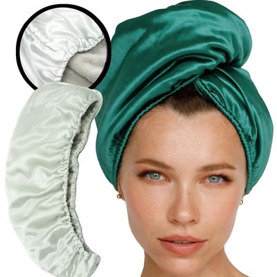 Einfach gefärbtes Doppelschicht-Flecken-Seiden-Haar-Wrap-Handtuch für professionelle Trocknungsergebnisse