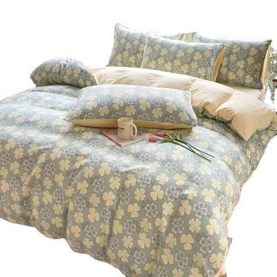Komfortable Waschbaumwolle Doppelschicht Garne Quilt Cover Bettwäsche Set für 2,0m Bett