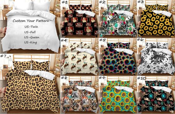 Personalisierte Sonnenblumen Leopard Druck Deckdecke Deckel Set für Nicht Einweg Bettwäsche