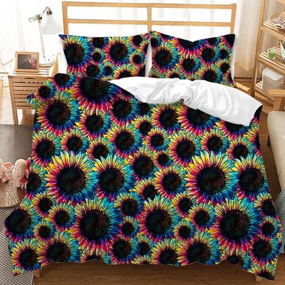 Personalisierte Sonnenblumen Leopard Druck Deckdecke Deckel Set für Nicht Einweg Bettwäsche