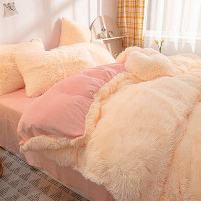 Flauschige Plüschtige Fälschung Fell Velvet Schäbig Königin King Größe Decke Cover Bettwäsche Set individuell