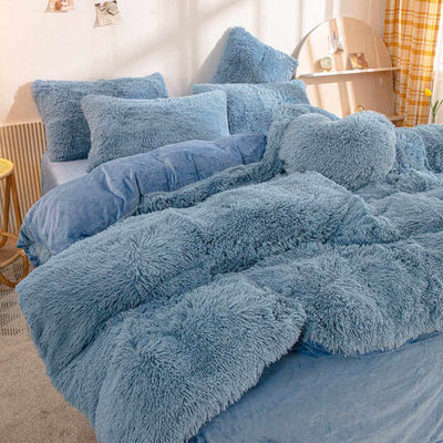 Flauschige Plüschtige Fälschung Fell Velvet Schäbig Königin King Größe Decke Cover Bettwäsche Set individuell