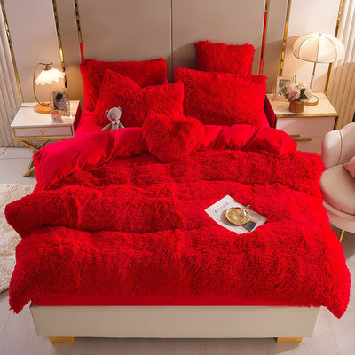 Flauschige Plüschtige Fälschung Fell Velvet Schäbig Königin King Größe Decke Cover Bettwäsche Set individuell
