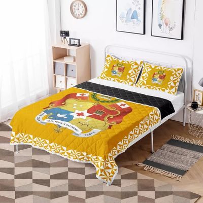 Polynesian Tribal Quilt Bettwäsche Set Rot Tonga Design Komfort mit Baumwollfüllung