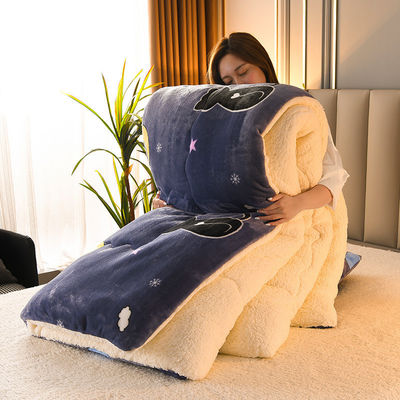 Maßgeschneiderte Bettwäsche Set Verdickte warme Lammfleece Quilt mit 100% Polyester Stoff