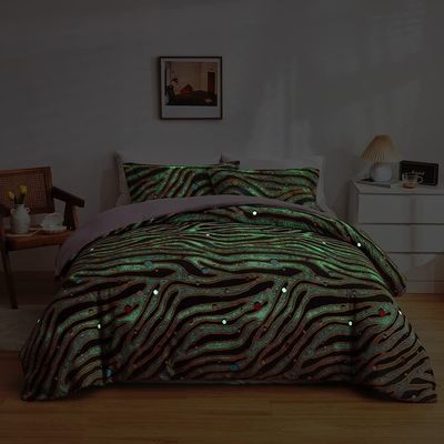 Weiße Blumen Bettwäsche für Kinder Jungen Mädchen Zwillinge 2 PCs Glow in The Dark Duvet Cover